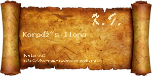 Korpás Ilona névjegykártya